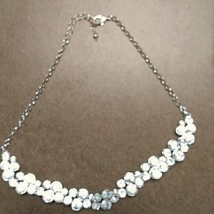 Silvertone and Diamond-like Costume Jewelry Necklace
